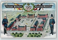 Alte Ansichtskarte - Picknick in Mannheims roter Kaserne