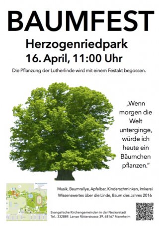 plakat baumfest im herzogenriedpark 320x453 - Baumfest: Pflanzung der Lutherlinde im Herzogenriedpark