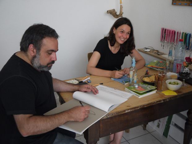 Signierstunde mit den Illustratoren Tanja Jacobs und Mehrdad Zaeri im Uhland Atelier | Foto: Neckarstadtblog