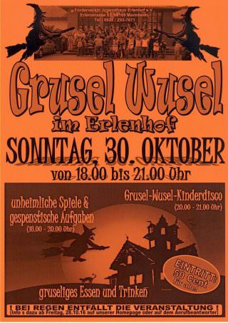 plakat grusel wusel erlenhof 320x453 - "Grusel Wusel" auf dem Abenteuerspielplatz Erlenhof