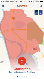 Screenshot der Warnung in der Katwarn-App.