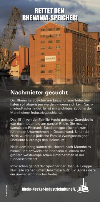 Mit diesem Flyer macht der Verein auf den drohenden Abriss aufmerksam | Bild: Rhein-Neckar-Industriekultur e.V.