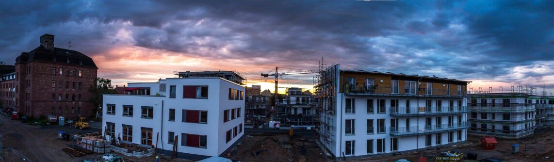 Sonnenuntergang über den drei gemeinschaftlichen Wohnprojekten | Foto: CKI Fotos