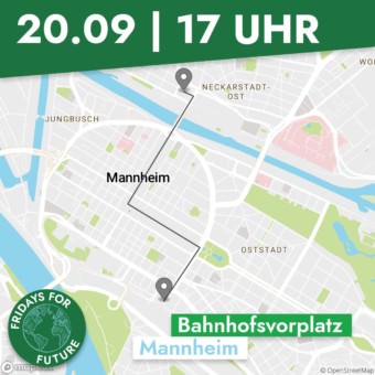 Die behördlich erwünschte Demo-Route am 20. September 2019 | Quelle: Fridays for Future Mannheim