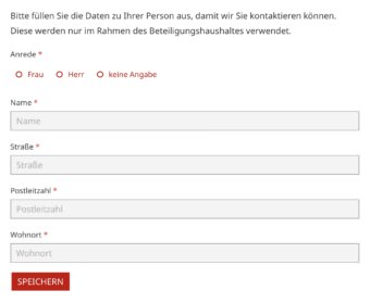 Auch um die Angabe persönlicher Daten kommen die Vorschlagenden nicht herum