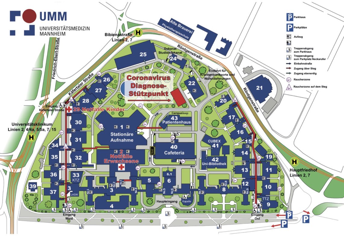200310 lageplan corona diagnosestutzpunkt 1142x807 - Universitätsklinikum richtet Corona Diagnose-Stützpunkt ein