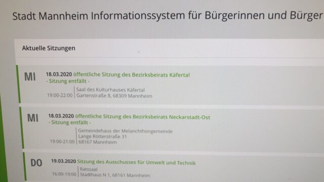 Abgesagte Sitzungen im Bürgerinformationssystem | Foto: M. Schülke