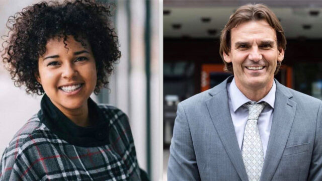 Jennifer Yeboah, Quartiermanagerin Neckarstadt-West (Foto: http://www.atelierhinterhaus.de) und Polizeipräsident Andreas Stenger (Foto: PPMA)