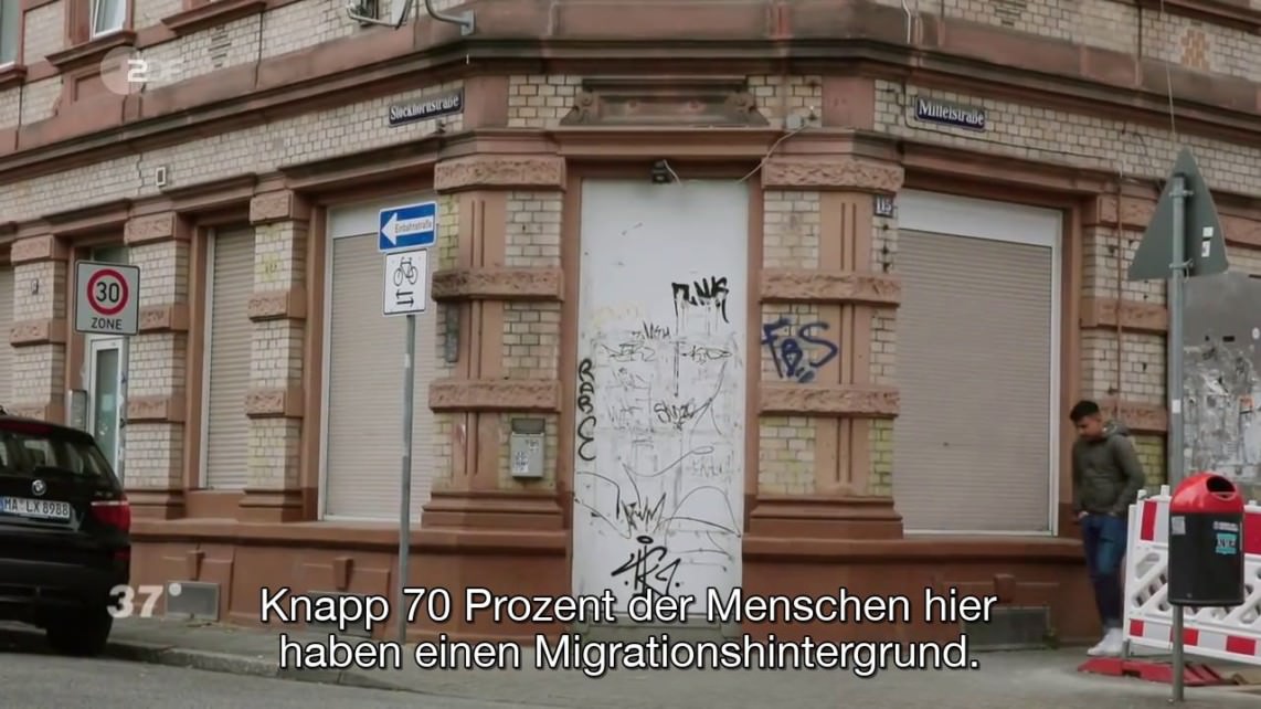 Passive Schuld tragen für das ZDF offenbar die Bewohner*innen, denn sie haben Migrationshintergrund | Screenshot: 37 Grad