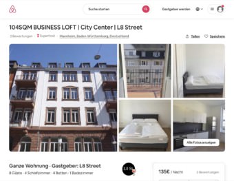 Bis zu 160 Euro pro Nacht: Kein Wohnraum, sondern gewerblich als Airbnb-Ferienwohnungen betrieben | Screenshot: Airbnb