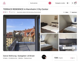 Bis zu 160 Euro pro Nacht: Kein Wohnraum, sondern gewerblich als Airbnb-Ferienwohnungen betrieben | Screenshot: Airbnb