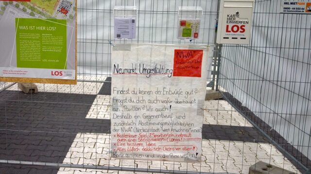 kritik-Pavillon-neumarkt-1 Bereits im Dezember gab es Kritik an der Art wie die MWSP Bürgerbeteiligung simuliert | Foto: Strickt Dagegen-Bunt Statt Grau