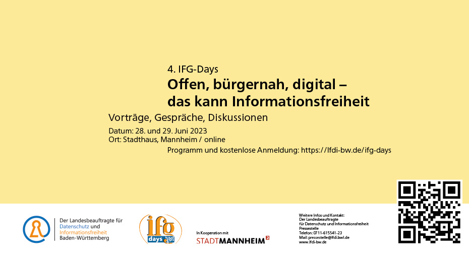 ifg days mannheim save online 2 lfdi - Informationsfreiheit: 4. "IFG-Days" am 28. und 29. Juni in Mannheim