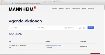 Screenshot: Agenda Aktion