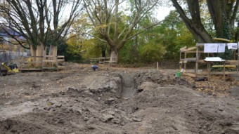 Hier entsteht der neue Wasserspielplatz im Herzogenriedpark | Foto: M. Schülke