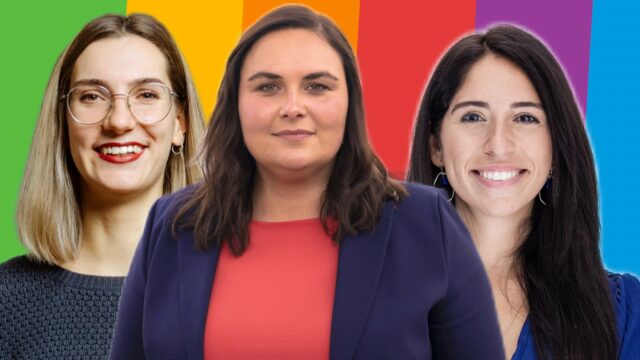 Die aussichtsreichsten Kandidatinnen für das Direktmandat (v.l.n.r.): Nina Wellenreuther (Grüne), Isabel Cademartori (SPD) und Melis Sekmen (CDU) | Fotos: Grüne Mannheim, Maurice Weiss, Hyp Yerlikaya / Collage: Neckarstadtblog