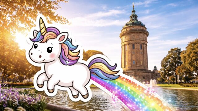 Mannheim hat jetzt den Unicorn-Sticker freigeschaltet | Bild: KI-generiert