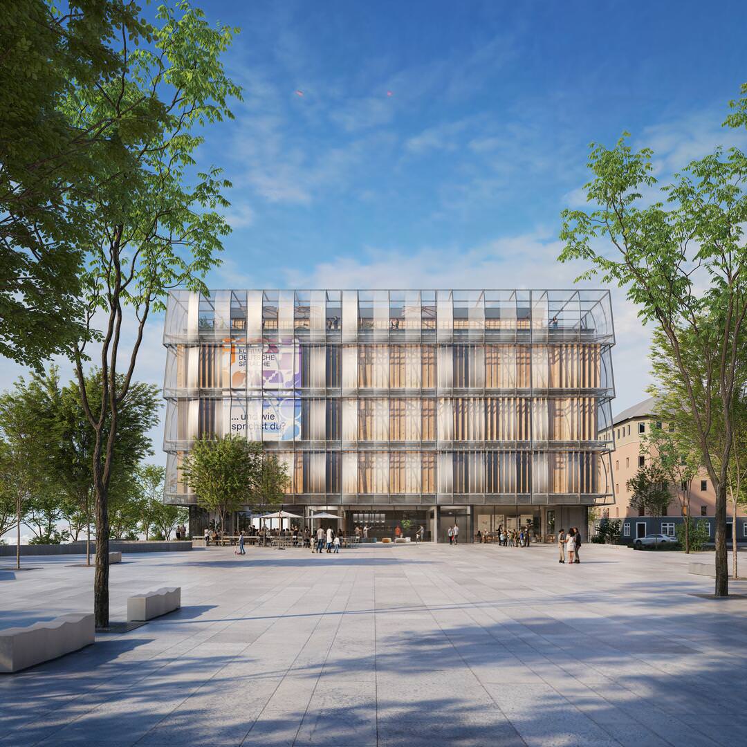 henn forumdeutschesprache 01 exterior - Bau f&uuml;r Forum Deutsche Sprache gestartet